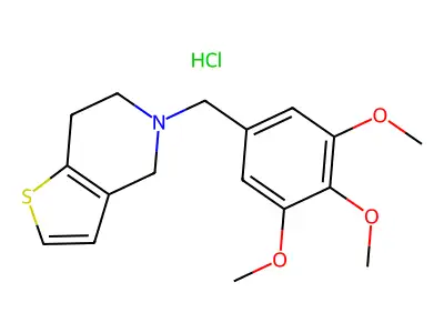 Thieno(3,2-c)pyridine, 4,5,6,7-tetrahydro-5-(3,4,5-trimethoxybenzyl)-, hydrochloride structure
