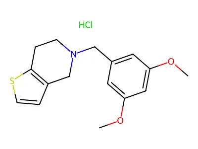 Thieno(3,2-c)pyridine, 4,5,6,7-tetrahydro-5-((3,5-dimethoxyphenyl)methyl)-, monohydrochloride structure