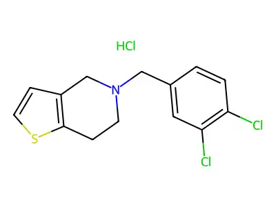 Thieno(3,2-c)pyridine, 4,5,6,7-tetrahydro-5-((3,4-dichlorophenyl)methyl)-, monohydrochloride structure