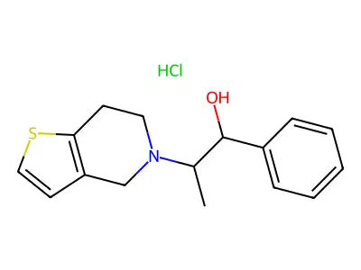 6,7-Dihydro-beta-methyl-alpha-phenylthieno(3,2-c)pyridine-5(4H)-ethanol hydrochloride structure
