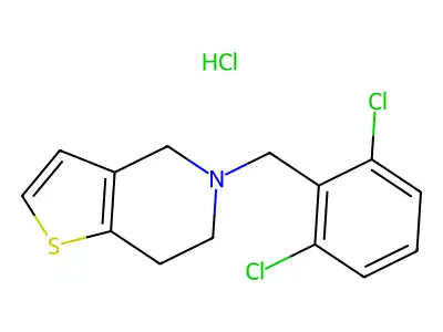 Thieno(3,2-c)pyridine, 4,5,6,7-tetrahydro-5-((2,6-dichlorophenyl)methyl)-, monohydrochloride structure
