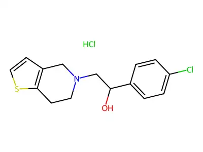Thieno(3,2-c)pyridine-5(4H)-ethanol, 6,7-dihydro-alpha-(4-chlorophenyl)-, hydrochloride structure