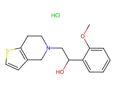 6,7-Dihydro-alpha-(2-methoxyphenyl)thieno(3,2-c)pyridine-5(4H)-ethanol hydrochloride structure