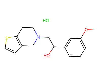 Thieno(3,2-c)pyridine-5(4H)-ethanol, 6,7-dihydro-alpha-(3-methoxyphenyl)-, hydrochloride structure