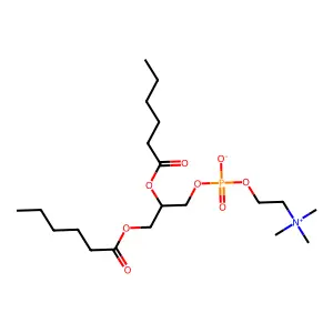 2-[[(2S)-2,3-di(hexanoyloxy)propoxy]-hydroxyphosphoryl]oxyethyl-trimethylazanium structure