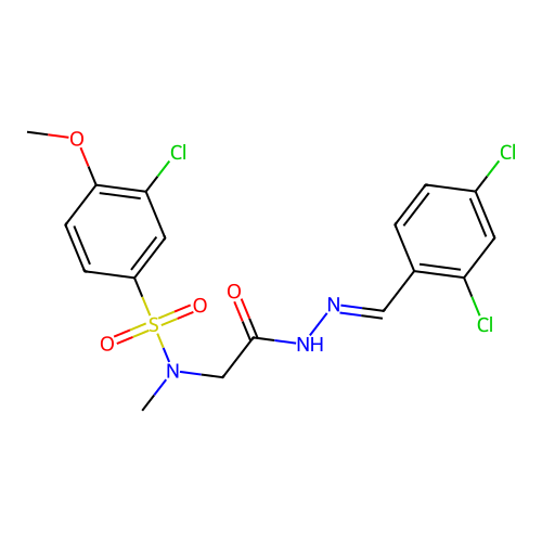 2-[(3-chloro-4-methoxyphenyl)sulfonyl-methylamino]-N-[(2,4-dichlorophenyl)methylideneamino]acetamide structure