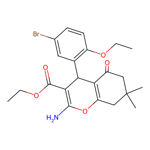 Ethyl 2-amino-4-(5-bromo-2-ethoxy-phenyl)-7,7-dimethyl-5-oxo-6,8-dihydro-4H-chromene-3-carboxylate structure