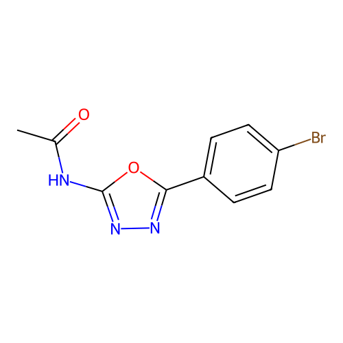 N-[5-(4-bromophenyl)-1,3,4-oxadiazol-2-yl]acetamide structure