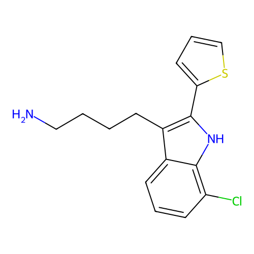 4-(7-chloro-2-thiophen-2-yl-1H-indol-3-yl)butan-1-amine structure