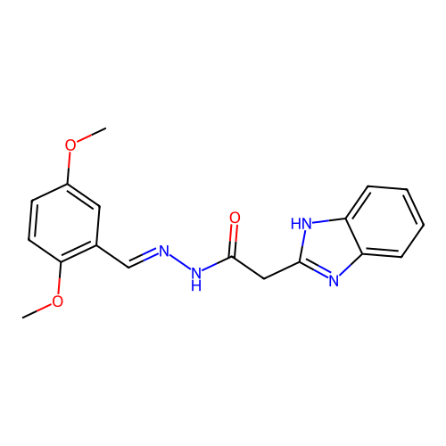 (E)-2-(1H-benzo[d]imidazol-2-yl)-N'-(2,5-dimethoxybenzylidene)acetohydrazide structure