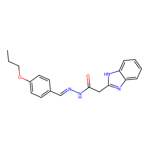 (E)-2-(1H-benzo[d]imidazol-2-yl)-N'-(4-propoxybenzylidene)acetohydrazide structure