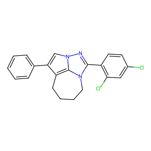 1-(2,4-dichlorophenyl)-4-phenyl-5,6,7,8-tetrahydro-2,2a,8a-triazacyclopenta[cd]azulene structure