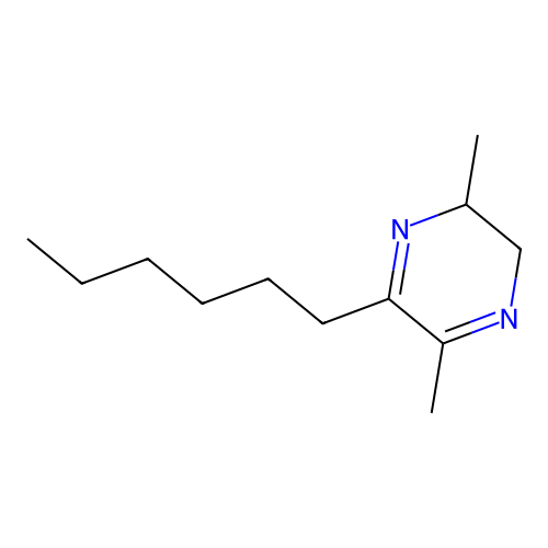 3-Hexyl-2,5-dimethyl-5,6-dihydropyrazine structure