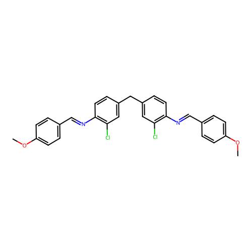 (NE,N'E)-4,4'-methylenebis(2-chloro-N-(4-methoxybenzylidene)aniline) structure