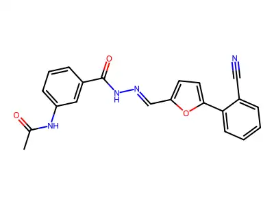 N-[3-(2-{[5-(2-Cyanophenyl)furan-2-yl]methylidene}hydrazinecarbonyl)phenyl]acetamide structure