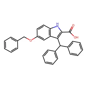 1H-Indole-2-carboxylic acid, 3-(diphenylmethyl)-5-(phenylmethoxy)- structure
