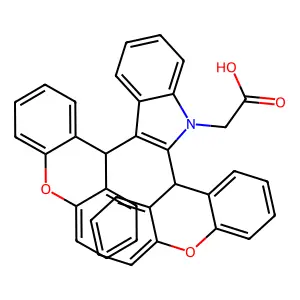 1H-吲哚-1-乙酸2,3-二-9H-氧杂蒽-9-基 structure