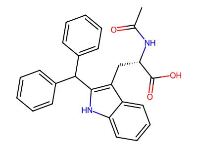 2-(Diphenylmethyl)-N-(1-hydroxyethylidene)tryptophan structure