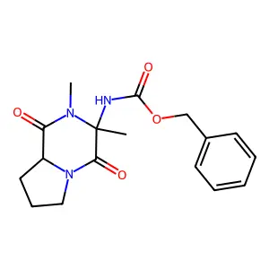 Benzyl 2,3-dimethyl-1,4-dioxooctahydropyrrolo(1,2-a)pyrazin-3-ylcarbamate structure