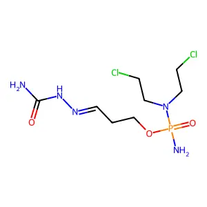 [(E)-3-[amino-[bis(2-chloroethyl)amino]phosphoryl]oxypropylideneamino]urea structure