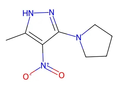 5-methyl-4-nitro-3-pyrrolidin-1-yl-1H-pyrazole structure