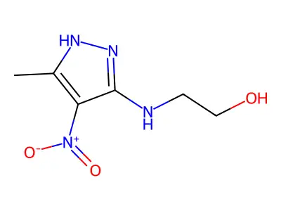 2-[(5-methyl-4-nitro-1H-pyrazol-3-yl)amino]ethanol structure