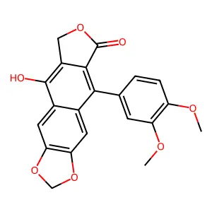 9-(3,4-dimethoxyphenyl)-5-hydroxy-6H-[2]benzofuro[5,6-f][1,3]benzodioxol-8-one structure