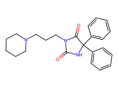 2,4-Imidazolidinedione, 5,5-diphenyl-3-(3-(1-piperidinyl)propyl)- structure