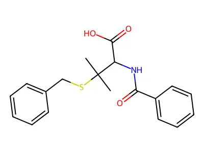 2-Benzamido-3-benzylsulfanyl-3-methylbutanoic acid structure