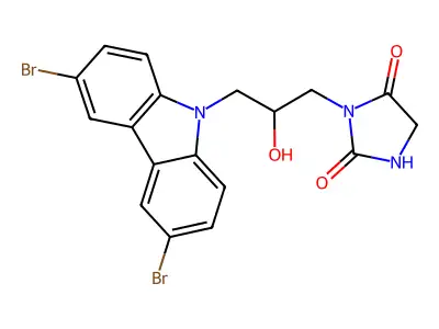 3-[3-(3,6-Dibromocarbazol-9-yl)-2-hydroxypropyl]imidazolidine-2,4-dione structure