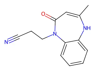 3-(4-methyl-2-oxo-5H-1,5-benzodiazepin-1-yl)propanenitrile structure