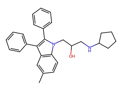 1-(cyclopentylamino)-3-(5-methyl-2,3-diphenyl-1H-indol-1-yl)propan-2-ol structure
