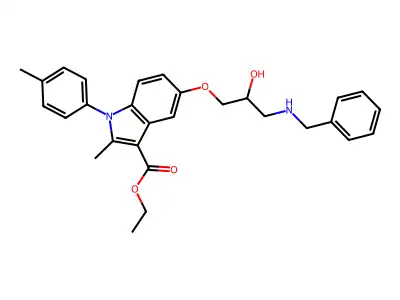ethyl 5-(3-(benzylamino)-2-hydroxypropoxy)-2-methyl-1-(p-tolyl)-1H-indole-3-carboxylate structure