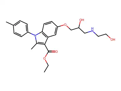 Ethyl 5-[2-hydroxy-3-(2-hydroxyethylamino)propoxy]-2-methyl-1-(4-methylphenyl)indole-3-carboxylate structure