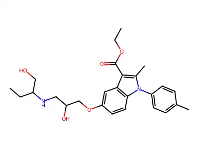 ethyl 5-(2-hydroxy-3-((1-hydroxybutan-2-yl)amino)propoxy)-2-methyl-1-(p-tolyl)-1H-indole-3-carboxylate structure