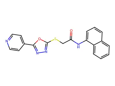 N-(naphthalen-1-yl)-2-{[5-(pyridin-4-yl)-1,3,4-oxadiazol-2-yl]sulfanyl}acetamide structure