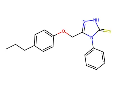 4-Phenyl-5-((4-propylphenoxy)methyl)-2,4-dihydro-3H-1,2,4-triazole-3-thione structure