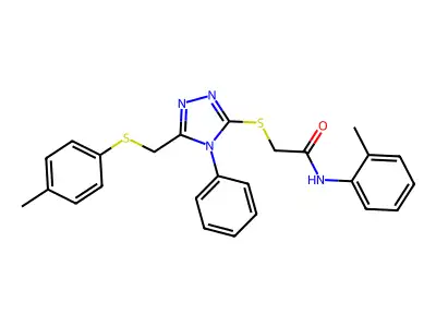 N-(2-methylphenyl)-2-[(5-{[(4-methylphenyl)sulfanyl]methyl}-4-phenyl-4H-1,2,4-triazol-3-yl)sulfanyl]acetamide structure