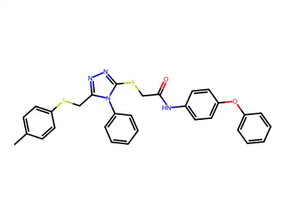 2-[(5-{[(4-methylphenyl)sulfanyl]methyl}-4-phenyl-4H-1,2,4-triazol-3-yl)sulfanyl]-N-(4-phenoxyphenyl)acetamide structure