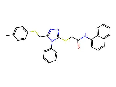 N-(Naphthalen-1-yl)-2-((4-phenyl-5-((p-tolylthio)methyl)-4H-1,2,4-triazol-3-yl)thio)acetamide structure