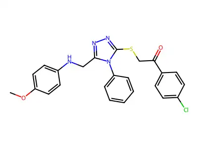 1-(4-Chlorophenyl)-2-((5-(((4-methoxyphenyl)amino)methyl)-4-phenyl-4H-1,2,4-triazol-3-yl)thio)ethanone structure