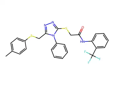 2-[(5-{[(4-METHYLPHENYL)SULFANYL]METHYL}-4-PHENYL-4H-1,2,4-TRIAZOL-3-YL)SULFANYL]-N-[2-(TRIFLUOROMETHYL)PHENYL]ACETAMIDE structure