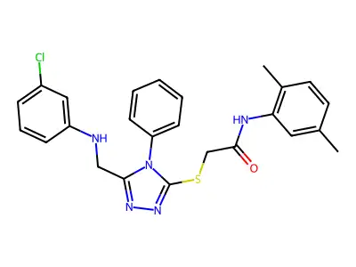 2-[(5-{[(3-chlorophenyl)amino]methyl}-4-phenyl-4H-1,2,4-triazol-3-yl)sulfanyl]-N-(2,5-dimethylphenyl)acetamide structure