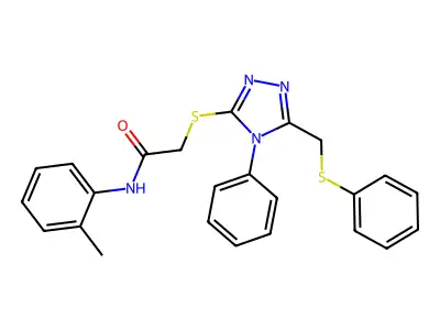 N-(2-methylphenyl)-2-({4-phenyl-5-[(phenylsulfanyl)methyl]-4H-1,2,4-triazol-3-yl}sulfanyl)acetamide structure