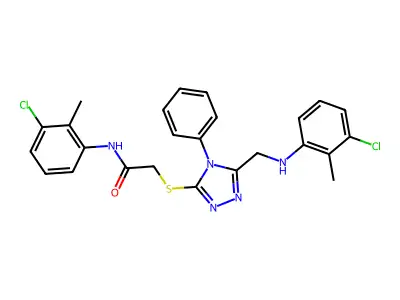 N-(3-chloro-2-methylphenyl)-2-[(5-{[(3-chloro-2-methylphenyl)amino]methyl}-4-phenyl-4H-1,2,4-triazol-3-yl)sulfanyl]acetamide structure