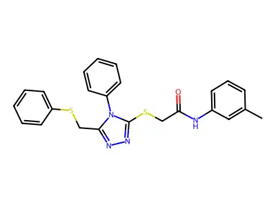 N-(3-METHYLPHENYL)-2-({4-PHENYL-5-[(PHENYLSULFANYL)METHYL]-4H-1,2,4-TRIAZOL-3-YL}SULFANYL)ACETAMIDE structure