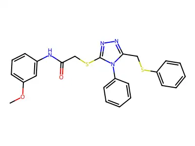 N-(3-METHOXYPHENYL)-2-({4-PHENYL-5-[(PHENYLSULFANYL)METHYL]-4H-1,2,4-TRIAZOL-3-YL}SULFANYL)ACETAMIDE structure