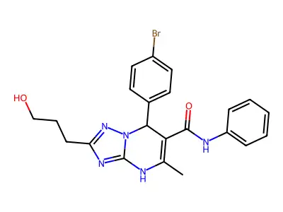 7-(4-bromophenyl)-2-(3-hydroxypropyl)-5-methyl-N-phenyl-4H,7H-[1,2,4]triazolo[1,5-a]pyrimidine-6-carboxamide structure