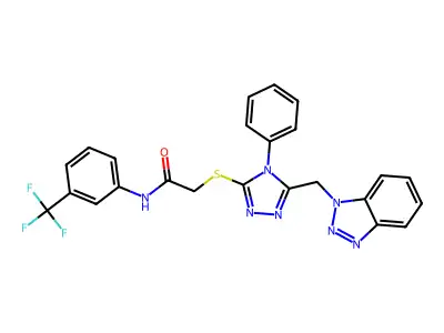 2-{[5-(1H-1,2,3-benzotriazol-1-ylmethyl)-4-phenyl-4H-1,2,4-triazol-3-yl]sulfanyl}-N-[3-(trifluoromethyl)phenyl]acetamide structure
