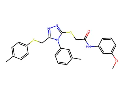N-(3-methoxyphenyl)-2-{[4-(3-methylphenyl)-5-{[(4-methylphenyl)sulfanyl]methyl}-4H-1,2,4-triazol-3-yl]sulfanyl}acetamide structure